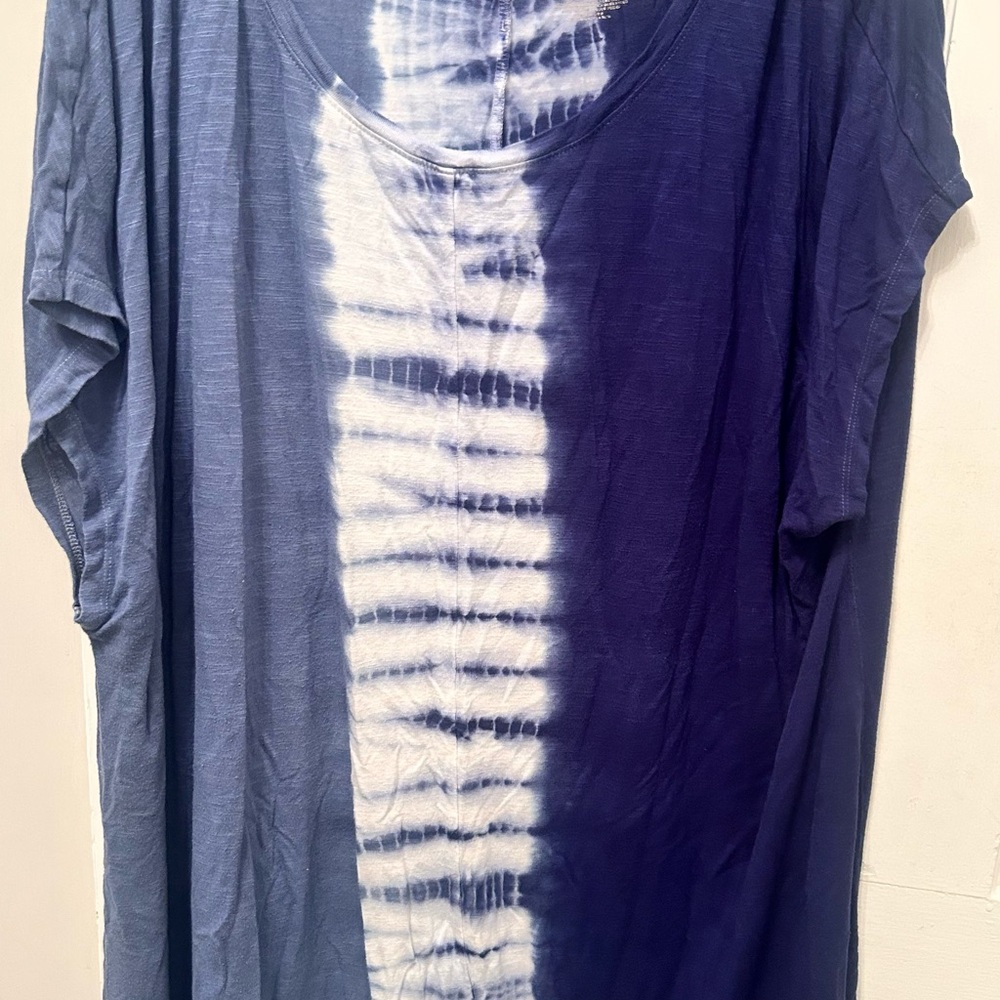 Lane Bryant Blue and White Tie-Dye Top 22/24